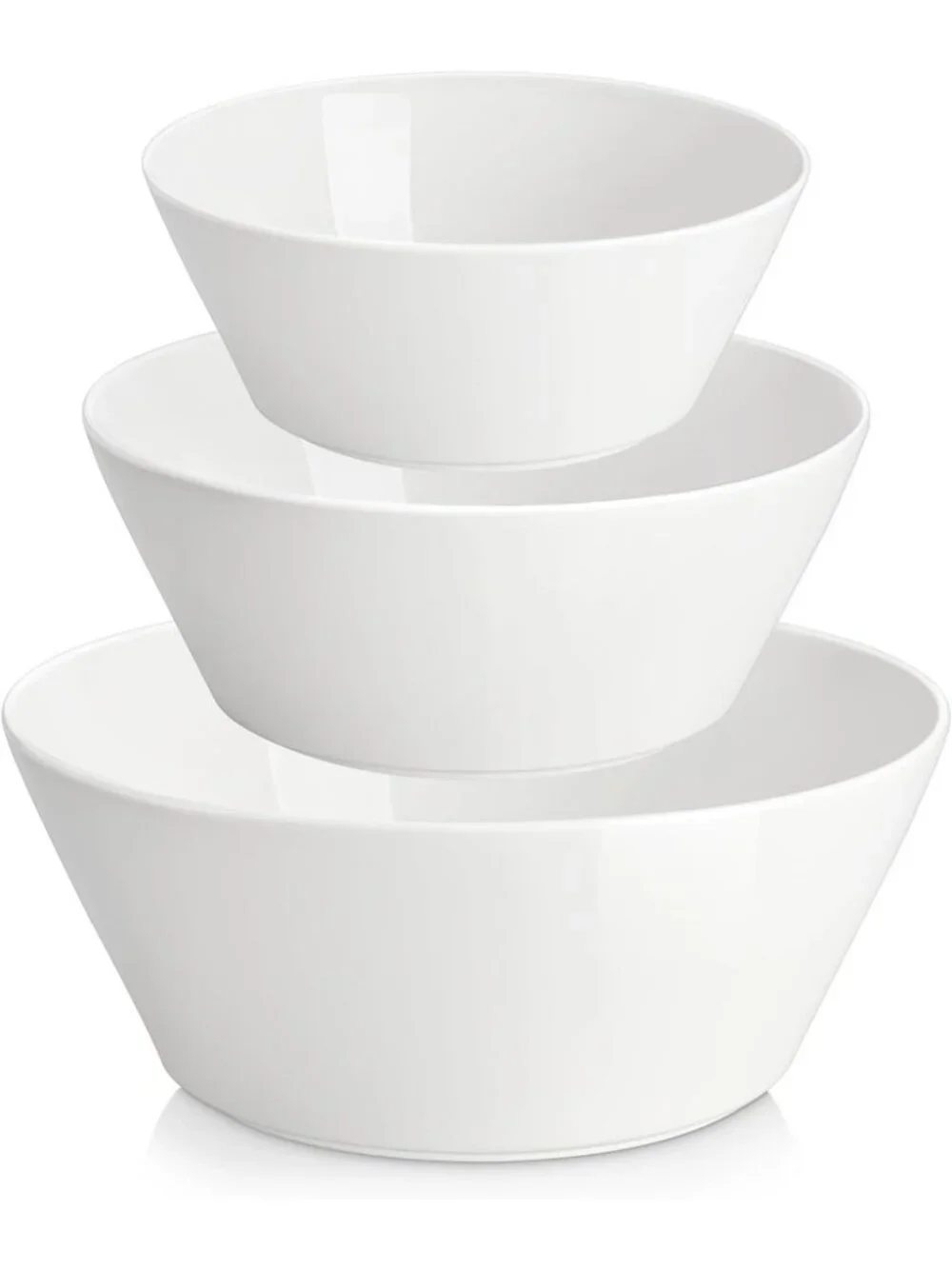 Elegant White Ceramic Serving Bowls Set of 3 - Versatile Mixing Bowls for